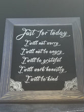 Load image into Gallery viewer, Just for today reiki principals wooden frame sign - Altered Goods
