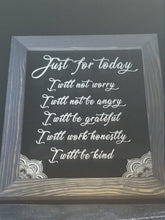 Load image into Gallery viewer, Just for today reiki principals wooden frame sign - Altered Goods
