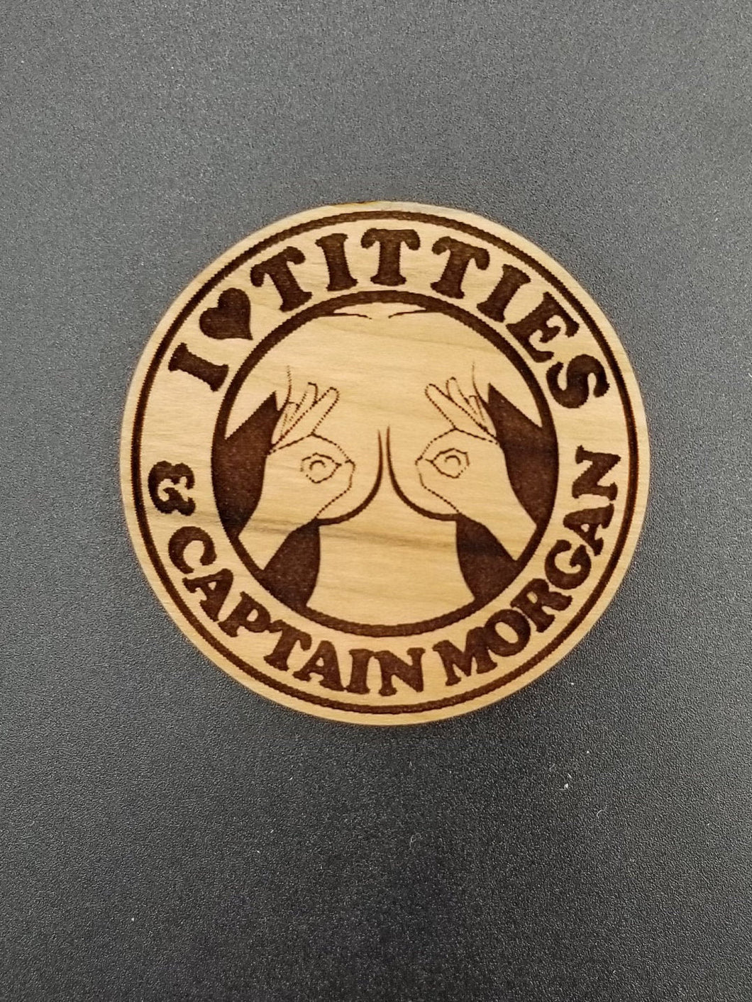 I love titties and captain morgan magnet - Altered Goods