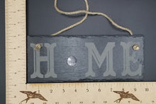 Load image into Gallery viewer, Slate home sign with interchangeable wooden seasonal cut outs - Altered Goods
