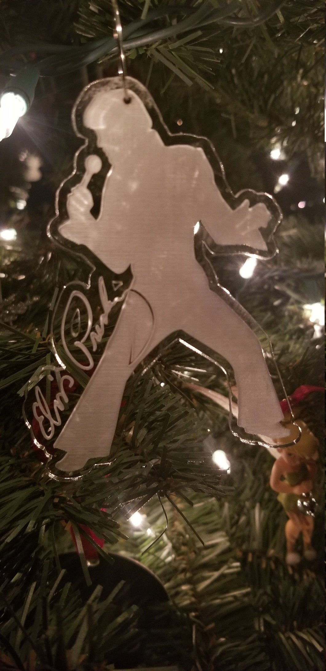 Elvis silhouette and signature ornament - Altered Goods