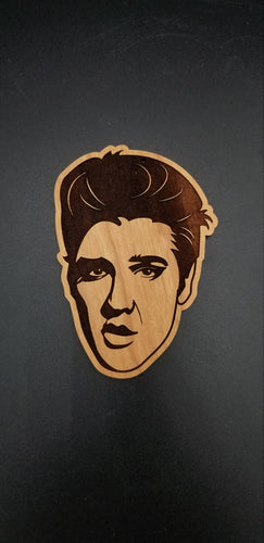 Elvis wood laser engraved ornament - Altered Goods