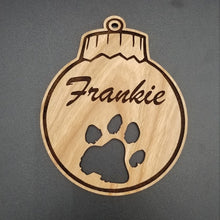 Load image into Gallery viewer, Personalized dog paw wooden name ornament - Altered Goods
