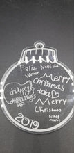 Load image into Gallery viewer, Handwritten personalized acrylic christmas Ball ornament - Altered Goods
