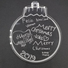 Load image into Gallery viewer, Handwritten personalized acrylic christmas Ball ornament - Altered Goods
