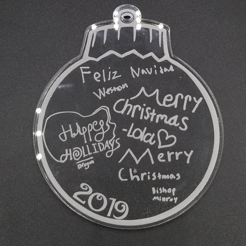 Handwritten personalized acrylic christmas Ball ornament - Altered Goods