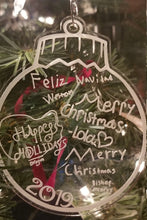 Load image into Gallery viewer, Handwritten personalized acrylic christmas Ball ornament - Altered Goods
