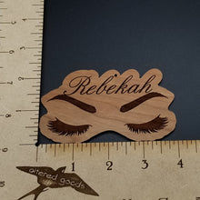 Load image into Gallery viewer, Eyelash artist name wood ornament - Altered Goods
