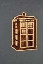 Load image into Gallery viewer, Dr. Who tardis cherry wood ornament - Altered Goods
