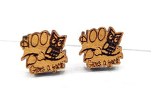 Load image into Gallery viewer, Hoo gives a fuck cherry wood earrings - Altered Goods
