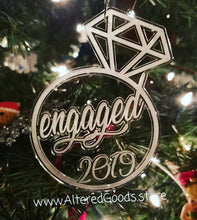 Load image into Gallery viewer, Engaged diamond ring and year ornament - Altered Goods
