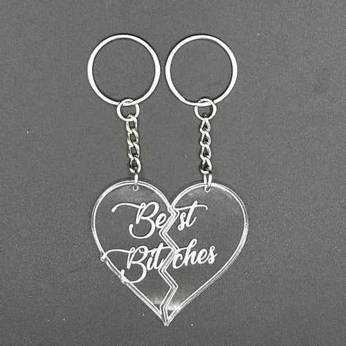 Best bitches split heart keychains - Altered Goods