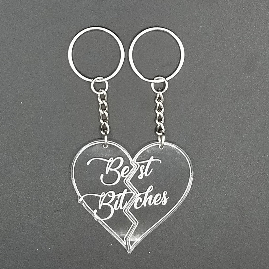 Best bitches split heart keychains - Altered Goods