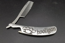 Load image into Gallery viewer, Hooligan shamrock brass knuckle metal folding beard comb and bottle open - Altered Goods
