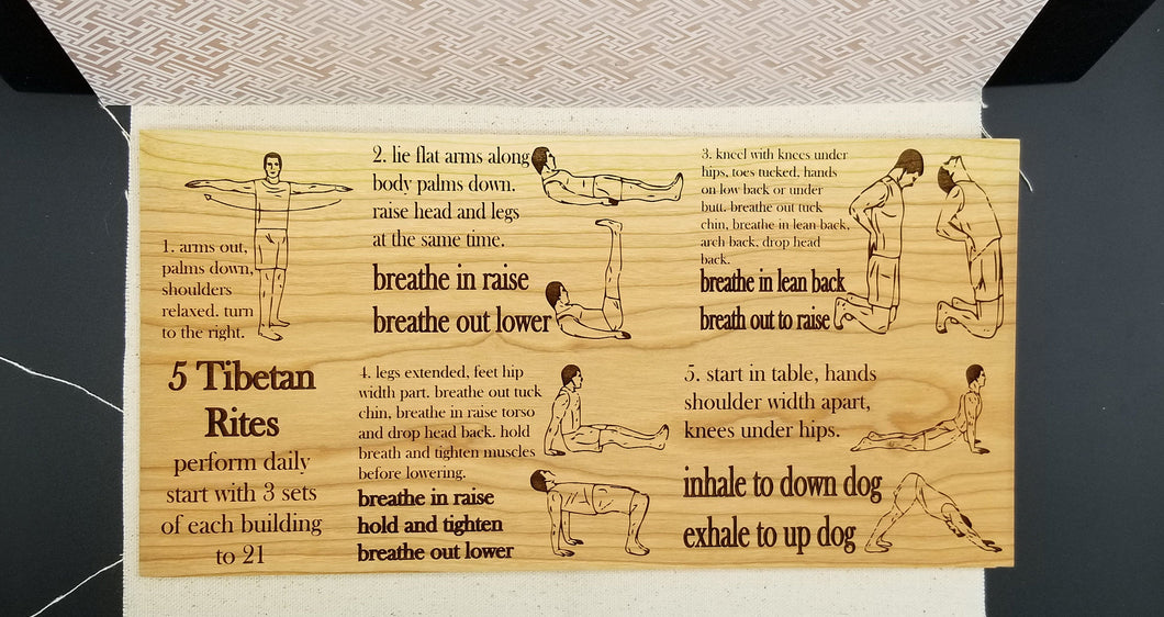 5 tibetan rites yoga cherry hardwood sign - Altered Goods