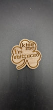Load image into Gallery viewer, Kiss me I&#39;m shitfaced shamrock pin or magnet - Altered Goods
