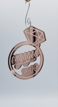 Load image into Gallery viewer, Rose gold mirror acrylic Engaged diamond ring and year ornament - Altered Goods
