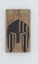 Load image into Gallery viewer, American flag spartan helmet walnut dugout one hitter
