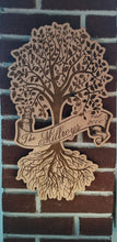 Load image into Gallery viewer, Tree of life last name laser engraved cherry plywood sign - Altered Goods
