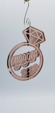 Load image into Gallery viewer, Rose gold mirror acrylic Engaged diamond ring and year ornament - Altered Goods
