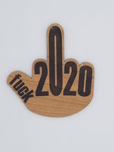 Load image into Gallery viewer, Fuck 2020 middle finger cherry hardwood laser engraved ornament
