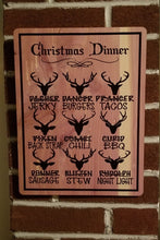 Load image into Gallery viewer, Christmas dinner reindeer meat laser engraved cedar plywood sign
