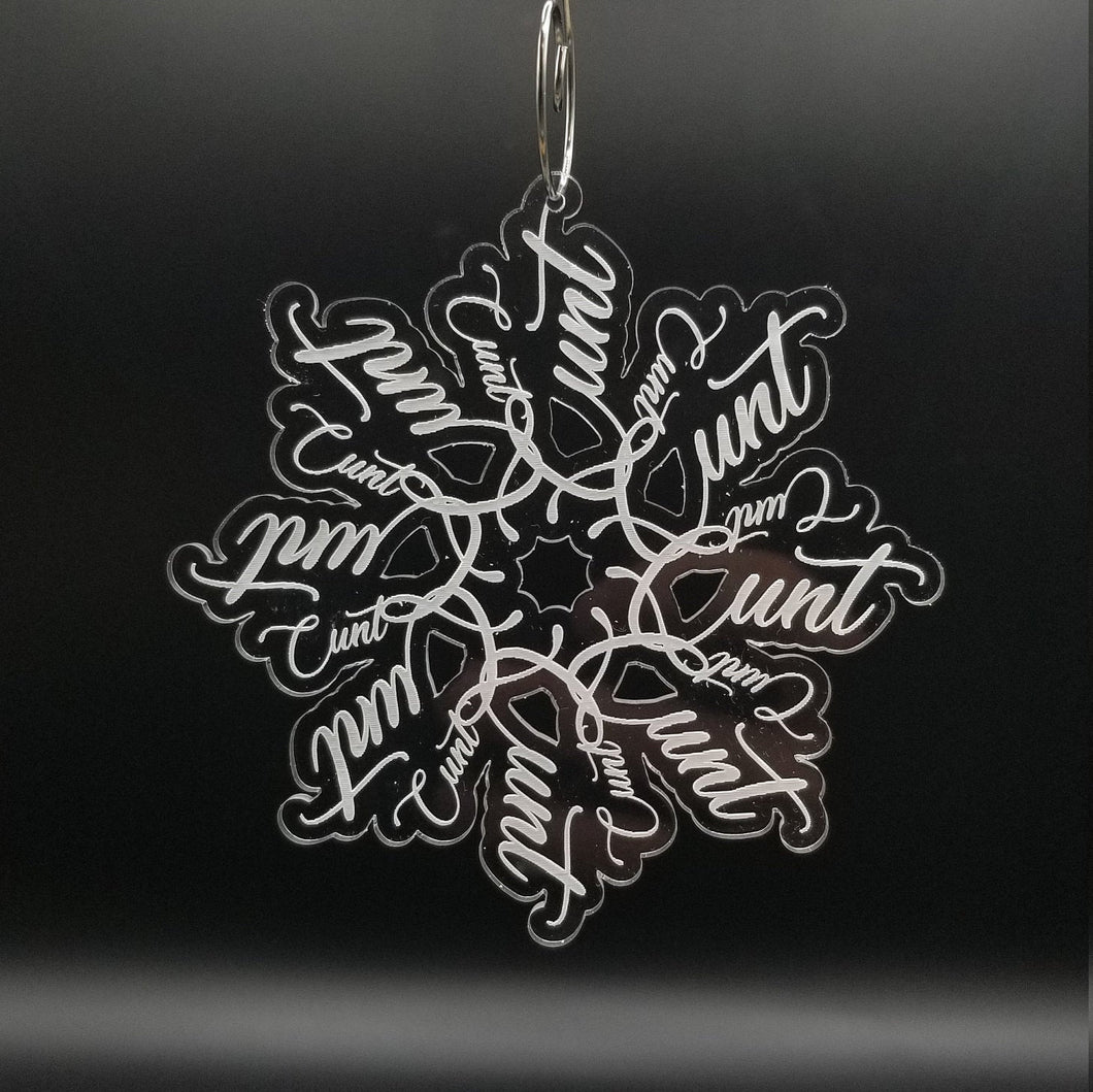 Fancy Cunt flake snowflake clear acrylic ornament