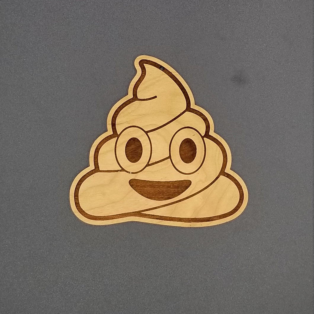 Poop emoji cherry hardwood laser engraved ornament