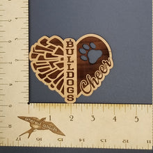 Load image into Gallery viewer, Bulldogs cheer heart ornament
