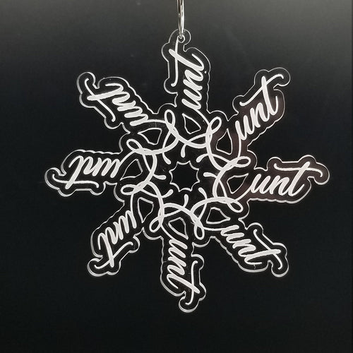 Cunt flake snowflake clear acrylic ornament