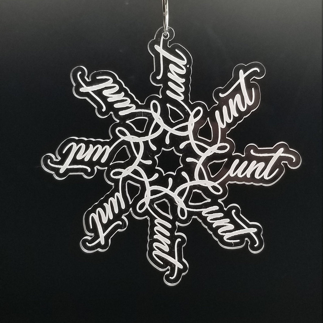 Cunt flake snowflake clear acrylic ornament