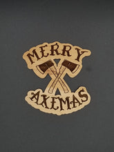 Load image into Gallery viewer, Merry axemas axe throwing cherry hardwood ornament
