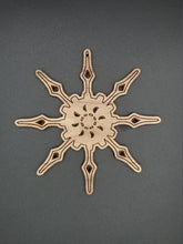 Load image into Gallery viewer, Steam punk snowflake cherry hardwood ornament
