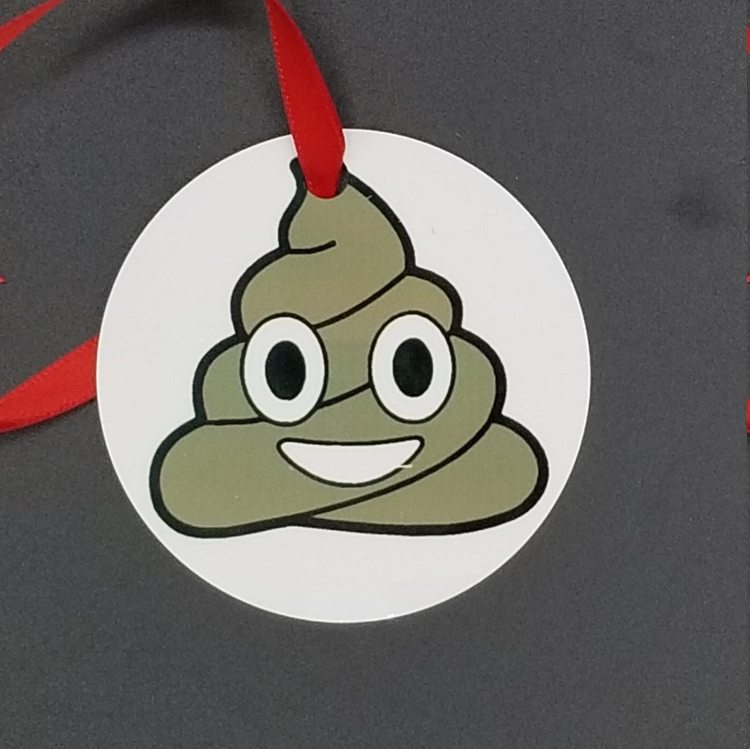 Poop emoji metal ornament