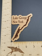 Load image into Gallery viewer, Lake george laser engraved cherry wood christmas ornament
