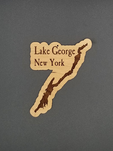 Lake george laser engraved cherry wood christmas ornament