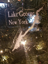 Load image into Gallery viewer, Lake george laser engraved clear acrylic christmas ornament
