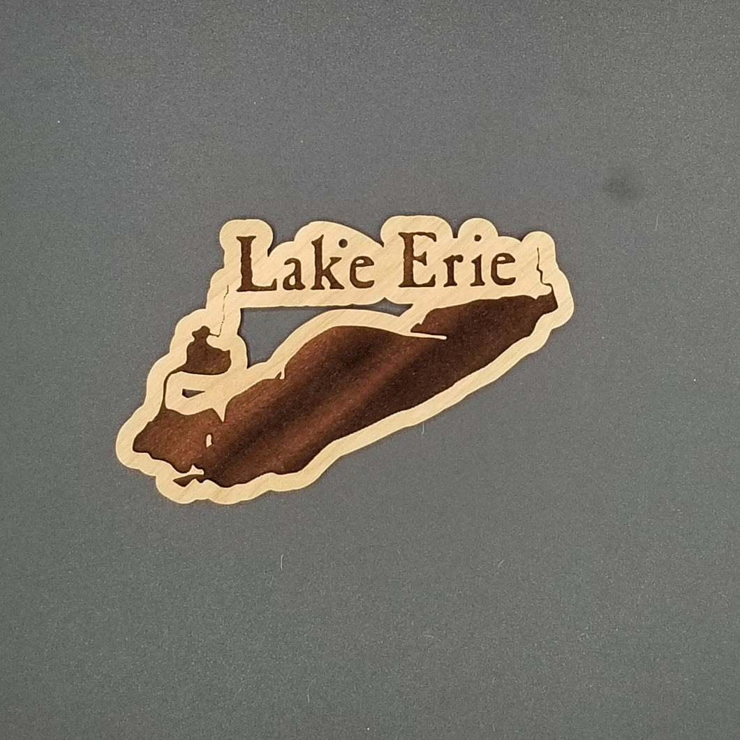 Lake erie laser engraved cherry wood christmas ornament