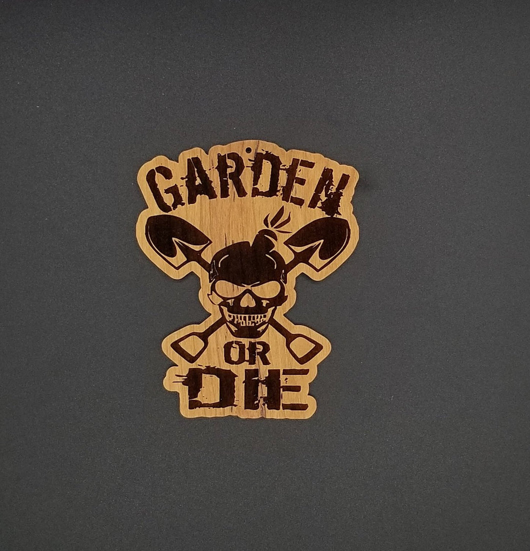 Garden or die cherry hardwood santa ornament