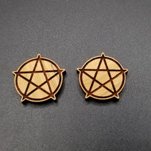 Load image into Gallery viewer, Pentagram cherry wood earrings
