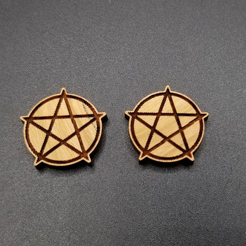 Pentagram cherry wood earrings