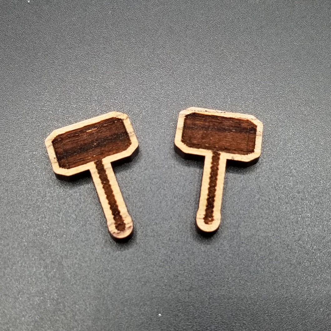 Mjolnir cherry wood earrings