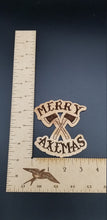 Load image into Gallery viewer, Merry axemas axe throwing cherry hardwood ornament
