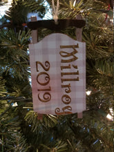 Load image into Gallery viewer, Personalized Country sled wood ornament
