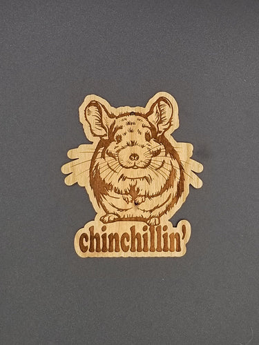 Chinchillin chinchilla hardwood engraved ornament