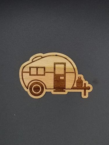 Camper hardwood engraved ornament