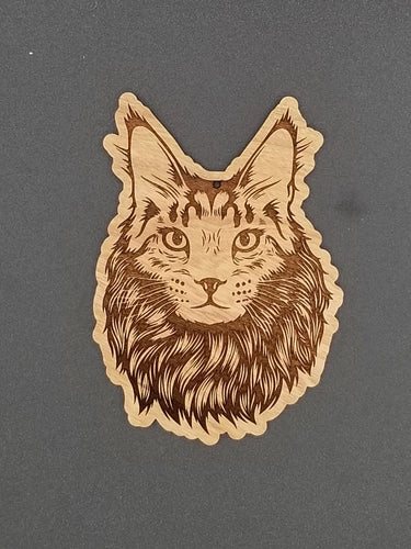 Maine coon cat cherry wood ornament