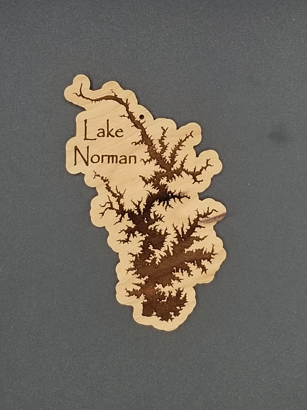 Lake norman laser engraved cherry wood christmas ornament