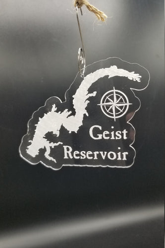 Geist reservoir laser engraved clear acrylic christmas ornament