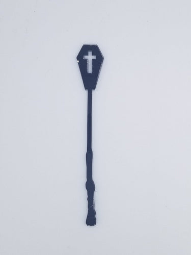 Coffin halloween wand drink stirrer